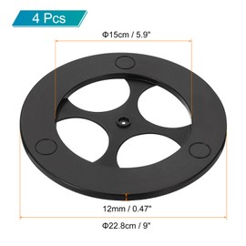 QUARKZMAN Pack of 4 Lazy Susan, 9 Inch Rotating Organiser, 360 Degree Swivel Ball Bearing, Rotating Organiser with Base for Kitchen Cupboard, Storage Organisation and Storage, Black