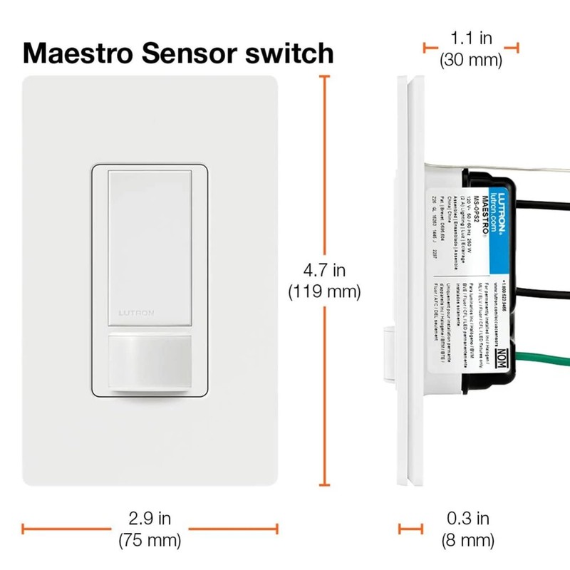 Lutron Maestro Motion Sensor Light Switch Indoor for Bathroom, Garage,