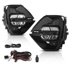 PIT66 Fog Light LED Daytime Running Lamps Assembly White DRL Pair Compatible with Kia Sportage 2020-2022 Black