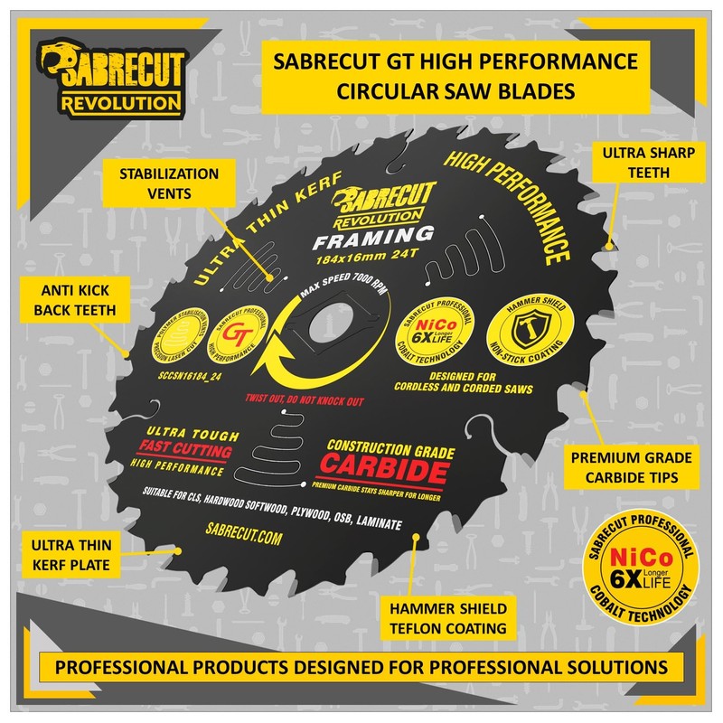 1 x SCCSN16184_24 SabreCut 184mm 24T x 16mm Bore High
