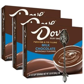 Candy Freezer Instant Pudding & Pie Filling Mix 3.03 oz Box (Pack of 3) with Gem Spoon (DØVƐ Milk Chocolate) - Gem Spoon