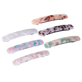 Lurrose Pack of 6 Hair Clips for Women Ladies Tortoiseshell Automatic Hair Clips Snap Hair Clip (Tortoiseshell Pink Blue White Milk White Green)