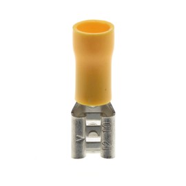 6.35mm Crimp Terminal Multi Stack Disconnector, Pack Of 100-24A, Yellow, Heat Shrink Spade Connectors, Double Quick Disconnect, PVC Semi-Insulated Piggyback Splice Male/Female