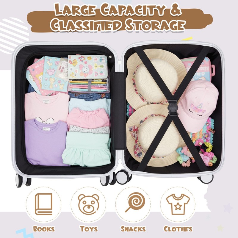 Redbaker 6 Pcs Kids Luggage Set, 18 Inch Rolling Suitcase