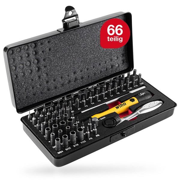 Wiha Micro Bit Set 65-tlg. inkl. Aufbwahrungsbox (39971) I Feinmechanik