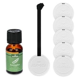 ASAWASA Car Air Fresheners, 6Pcs Reusable Handmade Scented Ceramic Sachets and A bottle 100% Essential Oil Set, The Best Aromatic Item in Places such as Car Wardrobe Closet Towel warmer（Eucalyptus）