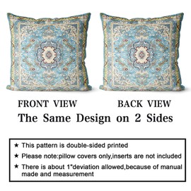 Snylcce Boho Throw Pillow Covers Set of 2 - Teal Antique & Vintage Design, Double-Sided Pattern - Soft Cushion Covers for Garden Couch, Sofa, Bed - Decorative 40x40 Inch Pillowcases