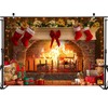 Mocsicka Christmas Fireplace Backdrop for Photography Fireplace Rustic Red Brick