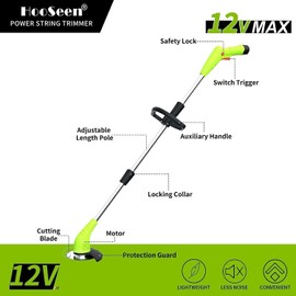 Cordless Weed Wacker, Grass Trimmer with 3 Types Blades and 2.0Ah Li-Ion Battery Powered,12V Electric Weed Trimmer/Edger for Garden Yard Work and Lawn Care
