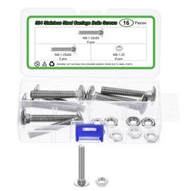 sourcing map 8 Set Carriage Bolts and Nuts Kit, M8-1.25x50 Stainless Steel 304 Round Head Square Neck Carriage Bolts Screws and Hex Nuts - Silver