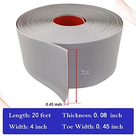 Flexible Baseboard Molding Trim 4 Inch x 20 Feet Self-Adhesive Vinyl Wall Base Peel and Stick Cove Base Rubber Wall Moulding Trim (Gray)