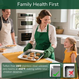 Bofolai 18/0 Stainless Steel Baking Sheet with Cooling Rack, 15.9 Inch Oven-Safe Non-Toxic Cookie Sheets for Baking, Coating Free & Rust Resistant for Healthy Family Baking, Easy to Clean, Heavy Duty