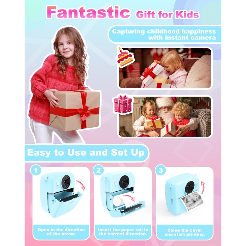 Kids Camera with Instant Function - 8x Digital Zoom 2.0