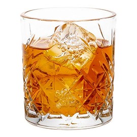Restaurantware Timeless 7 Ounce Rocks Glasses 12 Rolled Rim Crystal Old Fashioned Glasses - Etched Design Made From Lead-Free Glass Clear Glass Crystal Cut Glasses Dishwashable