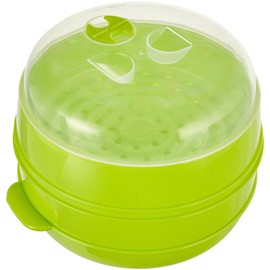 InnovaGoods DOPPEL-DAMPFGARER FÜR MIKROWELLE, Polypropylen, Grün, 22 x 12/17 cm