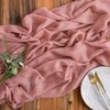 AOKSUNOVA Dusty Rose Cheesecloth Table Runner Boho Table Runner Pink