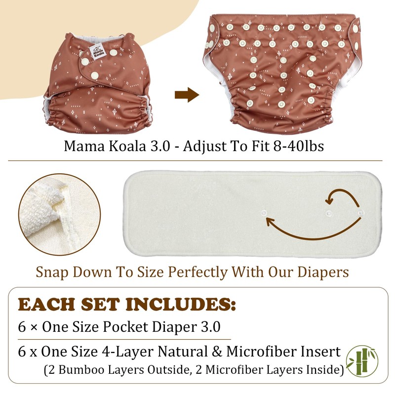 Mama Koala 3.0 Pocket Cloth Diapers for Babies with AWJ
