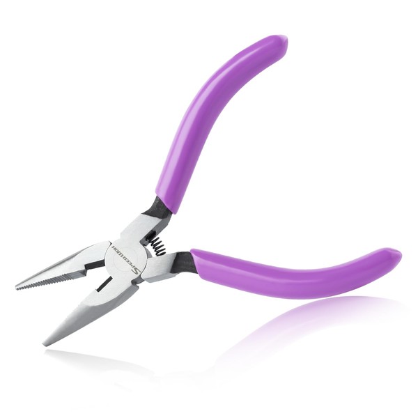 SPEEDWOX Mini Long Nose Pliers with Serrated Jaw and Cutter,