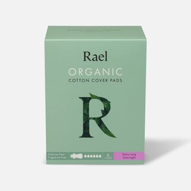 Rael, Organic Cotton Cover Pads, Extra Long Overnight, 6 Count