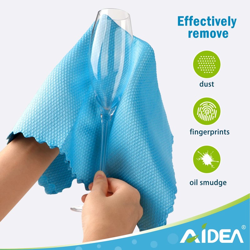 AIDEA Microfiber Glass Cleaning Cloth, 8PK, Premium Microfiber Glass and