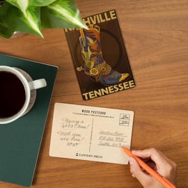 Nashville, Tennessee, Boot (4x6 Birch Wood Postcards, 2-Pack Stationary, Rustic Home Wall Decor)