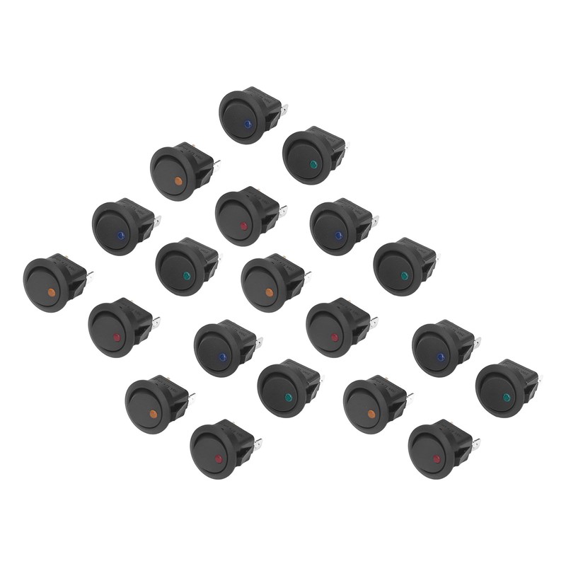 20Pcs 12V Round Rocker Switch LED Light 3 Pin 2
