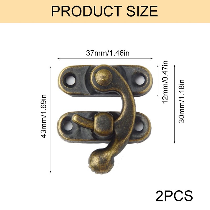Antique Vintage Quick Release Locking Hooks, Pack of 2 Small