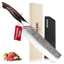 SHIKARI Nakiri Knife – Japanese Cleaver with 3-Layer Damascus VG10 Blade – 7 Inch Vegetable Knife Full Tang – Ergonomic Pakkawood Handle – Nakiri Knives Japanese Style