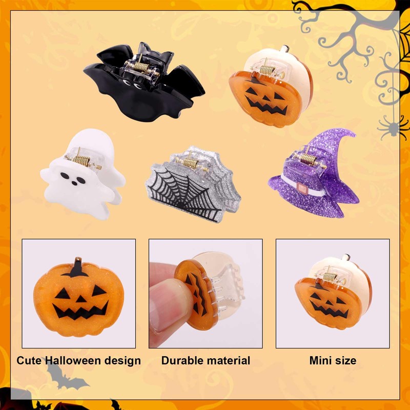 10pcs Mini Halloween Hair Claw Clips, Acrylic Mini Hair Clips