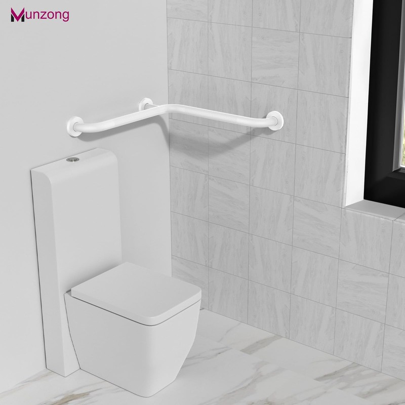 15 Inch Angled Shower Grab Bar, Munzong Anti Slip Chrome