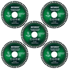 WENORA 5Pcs 4 Inch Indestructible Disc for Grinder, Cutting Discs 4 1/2 for Angle Grinder, 7/8" Arbor Angle Grinder Diamond Cutting Dis for Smooth Cutting, Chamfering, Grinding