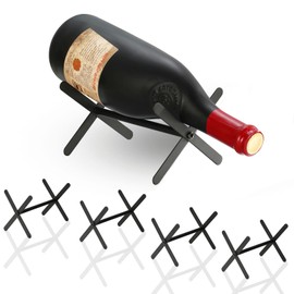 ohoniss Tabletop Freestanding Wine Rack，Small Metallic Black Countertop Bottle Holder for Wine champagne Storage，Single Bin Organization fit seamlessly into your kitchen and home decor(4pcs,black)