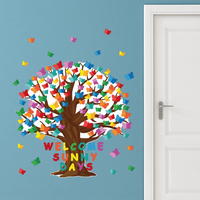 128 Pcs Butterfly Tree Bulletin Board Decorations Spring Classroom Bulletin