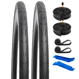 YUNSCM 2-PCS 700C Bike Tires 700X32C/32-622 60TPI and 700C Bike Tubes Schrader Valve with 2 Rim Strips Compatible with 700 X 30-34C Bike Bicycle Tires and Tubes (W-3107)