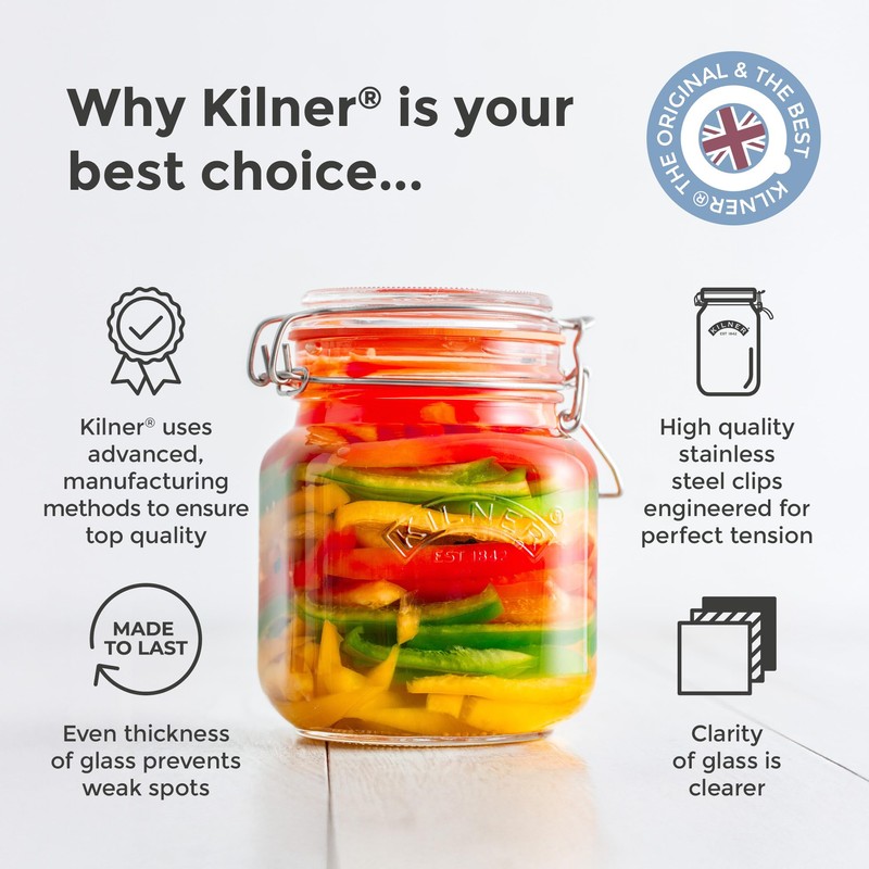 Kilner Square Clip Top Jar | 3L