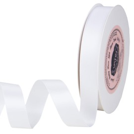 VATIN 16mm Double Faced Polyester White Satin Ribbon - 23 Metre Spool, Perfect for Wedding Decor, Wreath, Baby Shower,Gift Package Wrapping and Other Projects