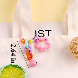 36Ps 9 Colors Acrylic Star Bell Keychain,Stars Colorful Keychainn Bulk,Plastic Keychain for Women Keys Backpack Keychains (Single star double ring bell)
