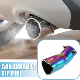 X AUTOHAUX Car Curved Exhaust Tip Pipe Heart Shape 2.36" Inlet 7.48'' Length Exhaust Pipe Muffler Tip Tailpipe Bolt-On Metal Multicolor