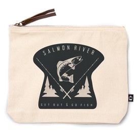 Lantern Press Salmon River, Idaho, Get Out and Fish, Trout and Fly Fishing Rods, 100% Cotton Zipper Pouch, Travel Accessory, Go Bag