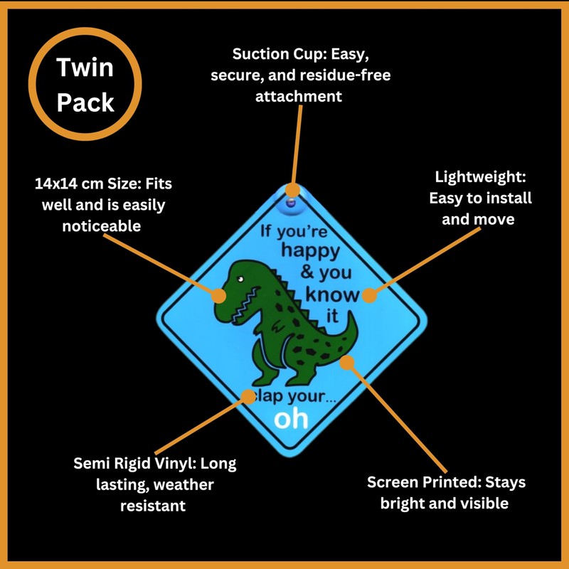Tek Automotive T-Rex Dinosaur Funny Car Sign – Twin Pack,