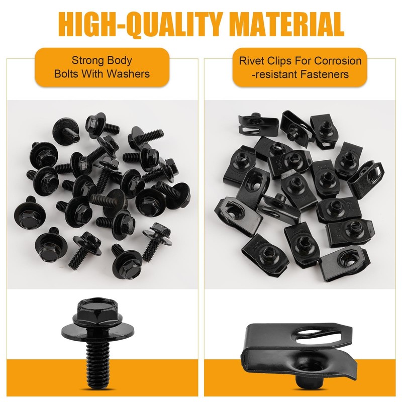 Lainballow 60 Sets M6-1.0 Bolts & U-Nuts Kits, Engine Under