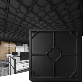 Art3d 12-Pack Lightweight Drop Ceiling Tiles for Suspended Grid, 2x2 ft Ceiling Panels in Black, Cover 48 Sq.Ft