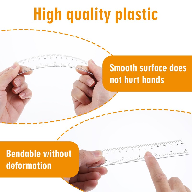 3 Pack 6 Inch Ruler Clear Rulers Small Straight Ruler
