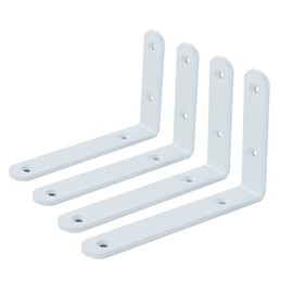 KKlewu Shelf Brackets 4mm Thick Right Shape Set of 4 Iron Single Shelf (White, 95x65mm)
