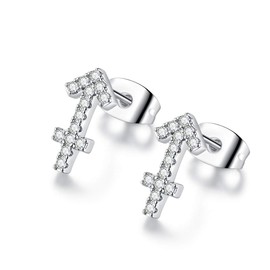18K Gold Plated Cubic Zirconia Horoscope 12 Constellation Astrology Stud Earrrings, Birthday Jewelry Gift of Post Earrings for Women and Men (11.23-12.21 Sagittarius)
