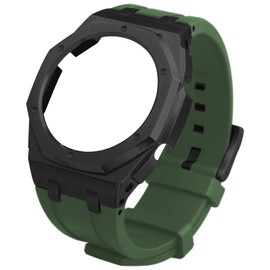 Hontao Stainless Steel Case & Strap Kit for GA-2100 GA-B2100 | CasiOAK AP Style Upgrade | 316L Metal Bezel & Fluoroelastomer Band | Enhanced Protection & Style (Black Green)