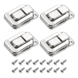 sourcing map 4Pcs Toggle Catch Lock, 1.57" x 1.06" (LxW) Iron Hasp Lock Latch Clasp for Jewelry Box Wooden Case Toolbox, Silver