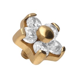 PIERCINGLINE Titanium Screw Attachment with External Thread 0.9 mm Flower with 5 Crystals Piercing Attachment Replacement Choice of Colours, Titanium