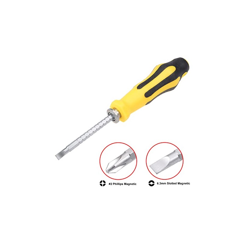 Sourcingmap 2 in 1 Adjustable-Length Screwdriver #2(PH2) Phillips 6.3mm Slotted