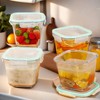 Qxbekmor Glass Soup Container with Airtight Lids, 4 Cup Square